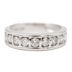 Bague demi alliance Or blanc Diamant