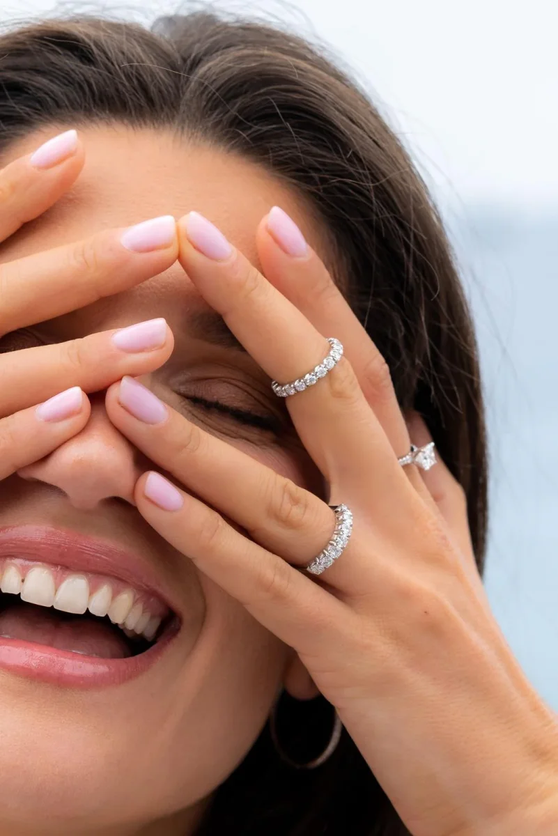 Bague Alliance américaine Or blanc Diamant – Image 3