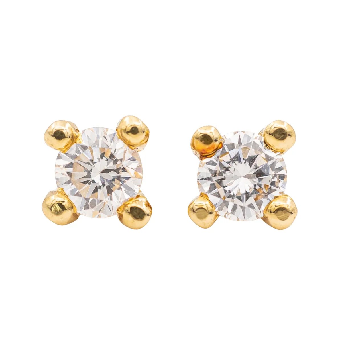 Boucles d'oreilles Puces Or jaune Diamant – Image 3