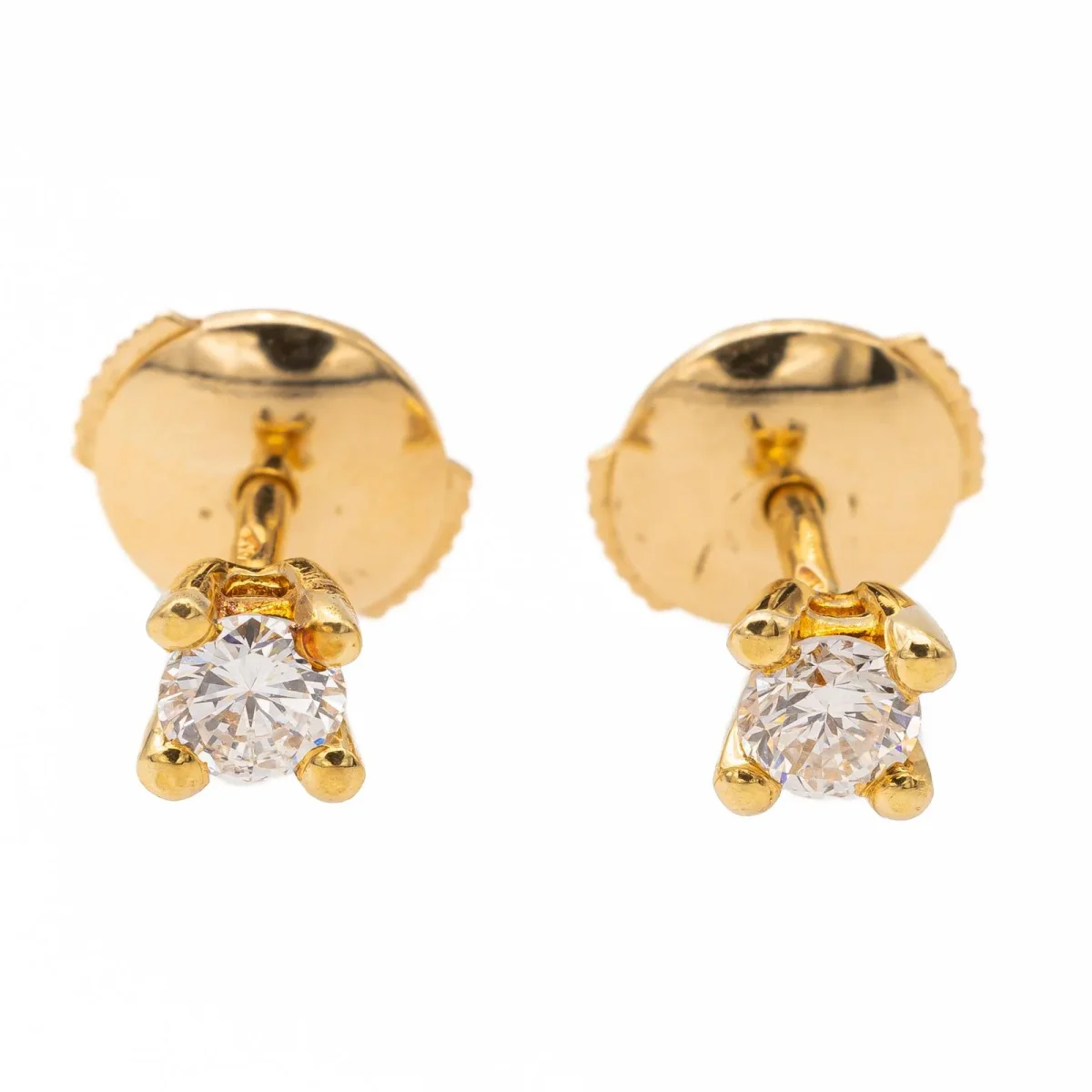 Boucles d'oreilles Puces Or jaune Diamant – Image 5