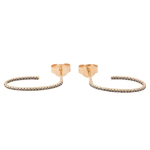 Ginette ny Boucles d'oreilles Ellipse black diamond hoops Or rose Diamant