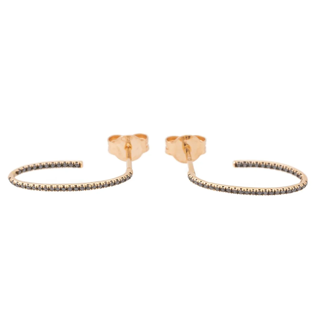 Ginette ny Boucles d'oreilles Ellipse black diamond hoops Or rose Diamant – Image 2