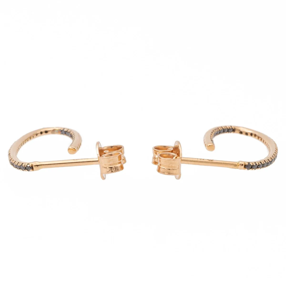 Ginette ny Boucles d'oreilles Ellipse black diamond hoops Or rose Diamant – Image 4