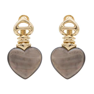 Boucles d'oreilles Coeur Or jaune Nacre