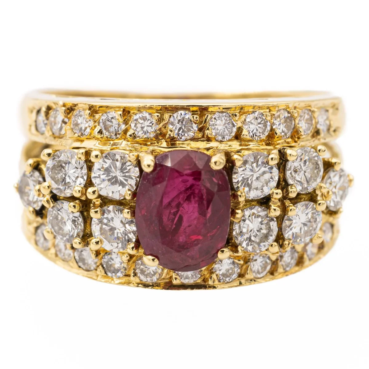 Bague Bandeau Or jaune Rubis, Diamant – Image 2