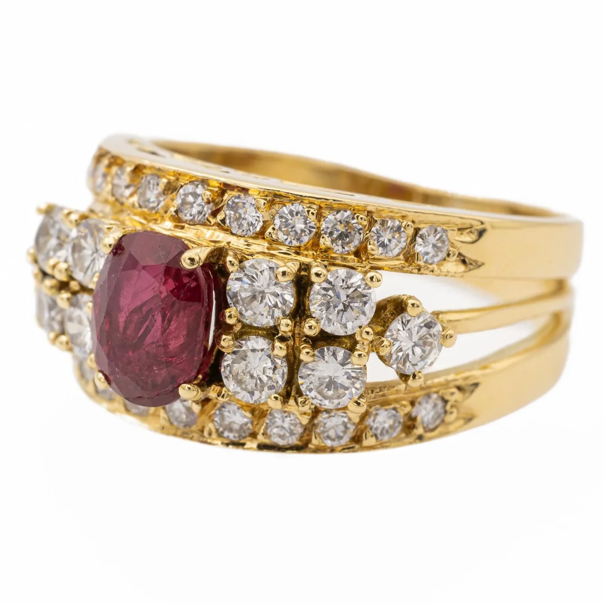 Bague Bandeau Or jaune Rubis, Diamant – Image 4