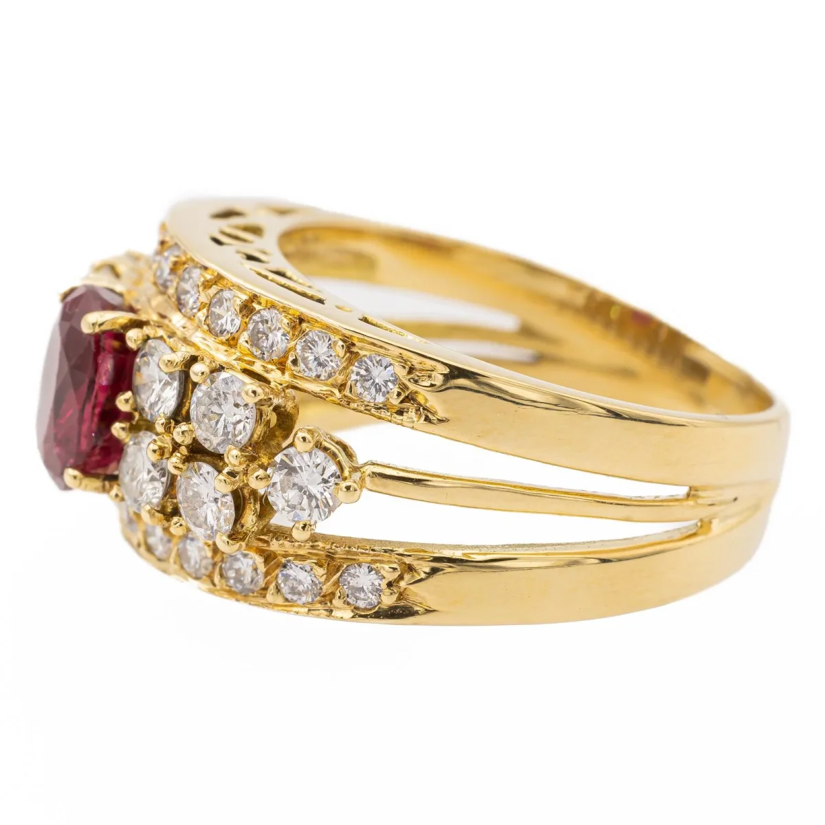 Bague Bandeau Or jaune Rubis, Diamant – Image 5