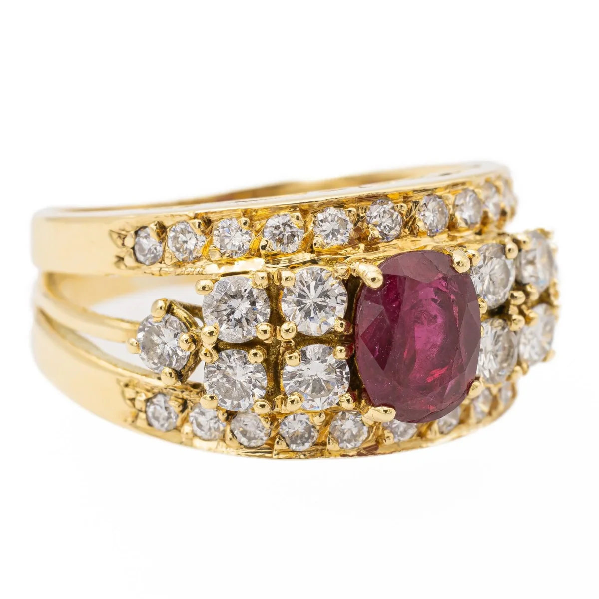 Bague Bandeau Or jaune Rubis, Diamant – Image 8