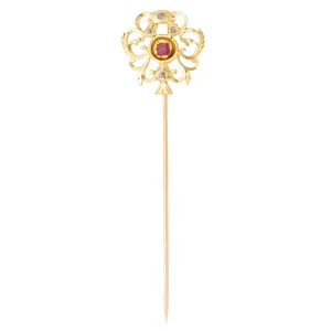 Accessoire Epingle à cheveux Or jaune Rubis, Diamant