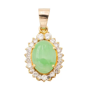 Pendentif Or jaune Jade jadéite, Diamant