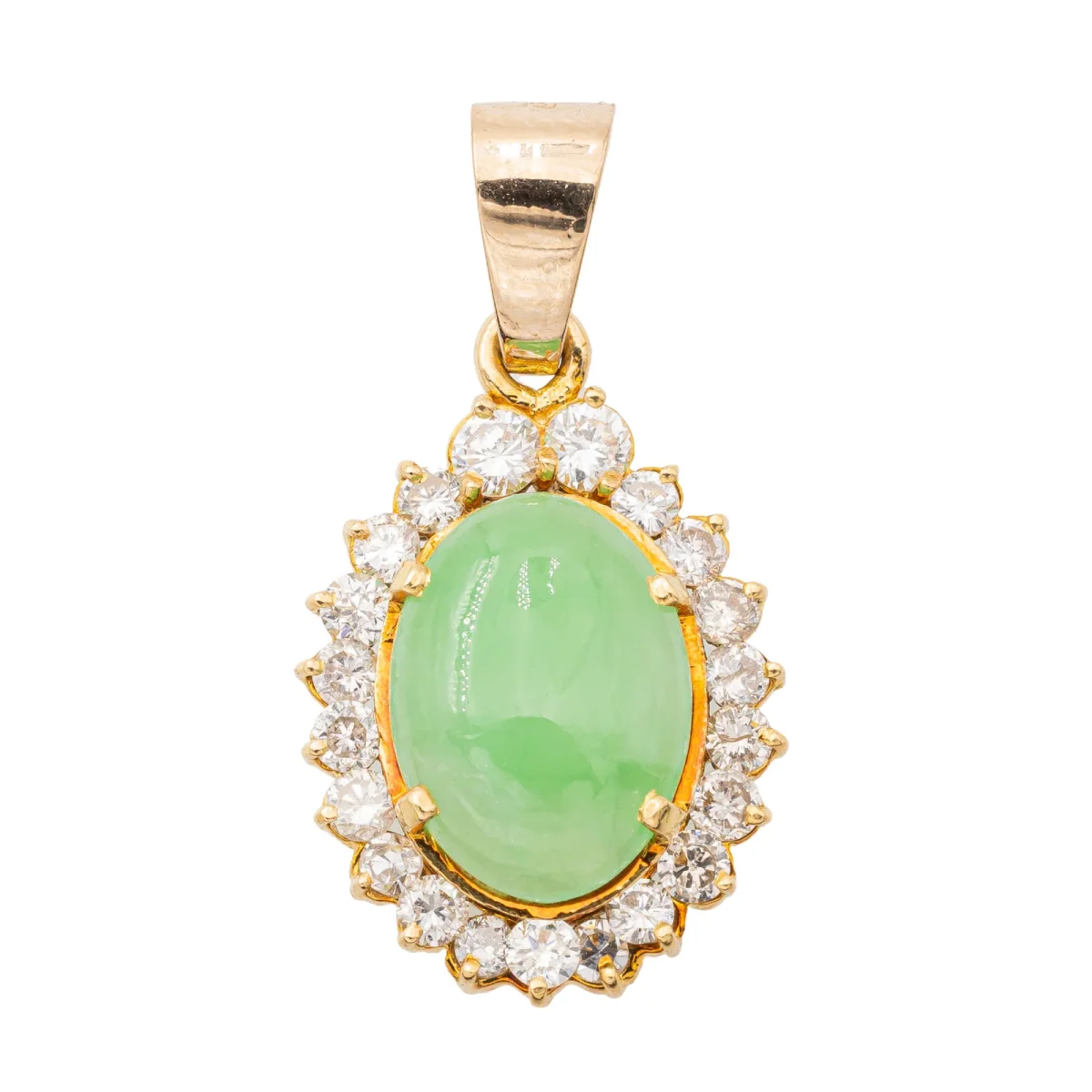 Pendentif Or jaune Jade jadéite, Diamant – Image 2