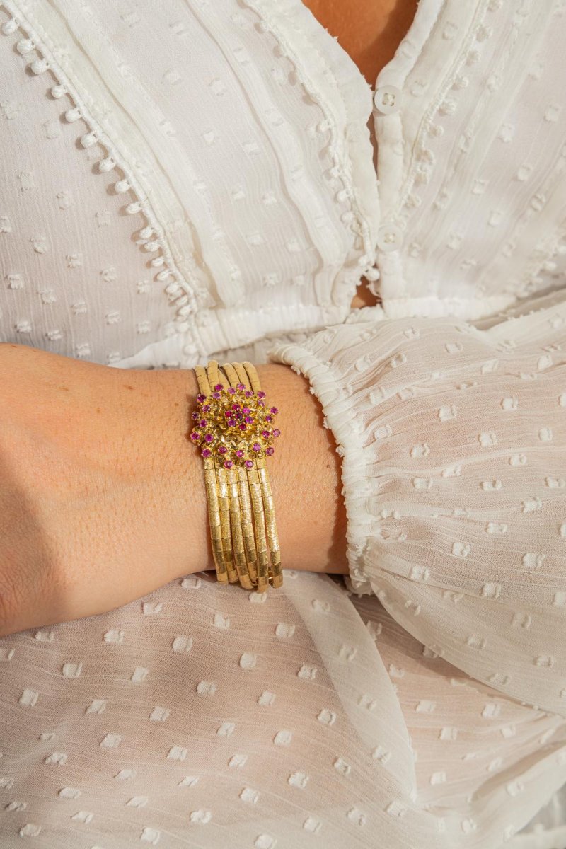 Bracelet Fleur Or jaune Rubis – Image 3