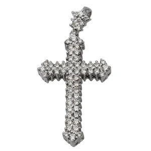 Pendentif Croix Or blanc Diamant