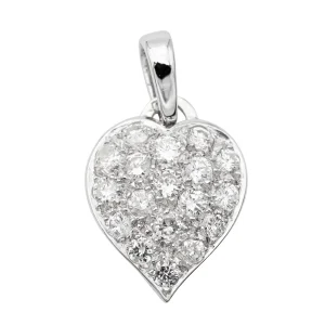 Pendentif Coeur Or blanc Diamant