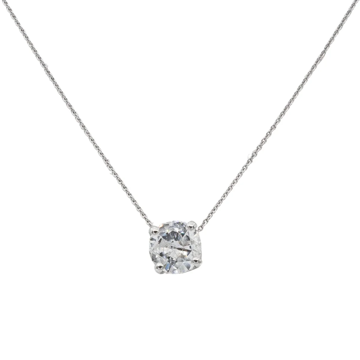 Collier Solitaire Or blanc Diamant