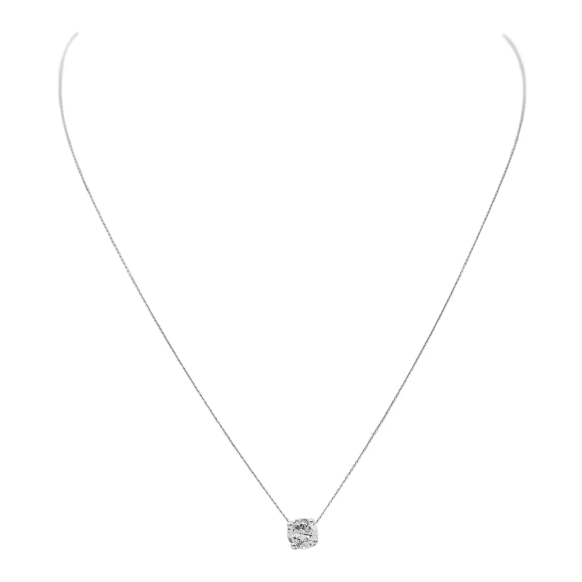 Collier Solitaire Or blanc Diamant – Image 6