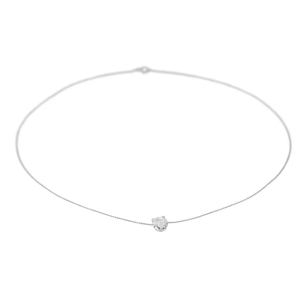 Collier Solitaire Or blanc Diamant – Image 9