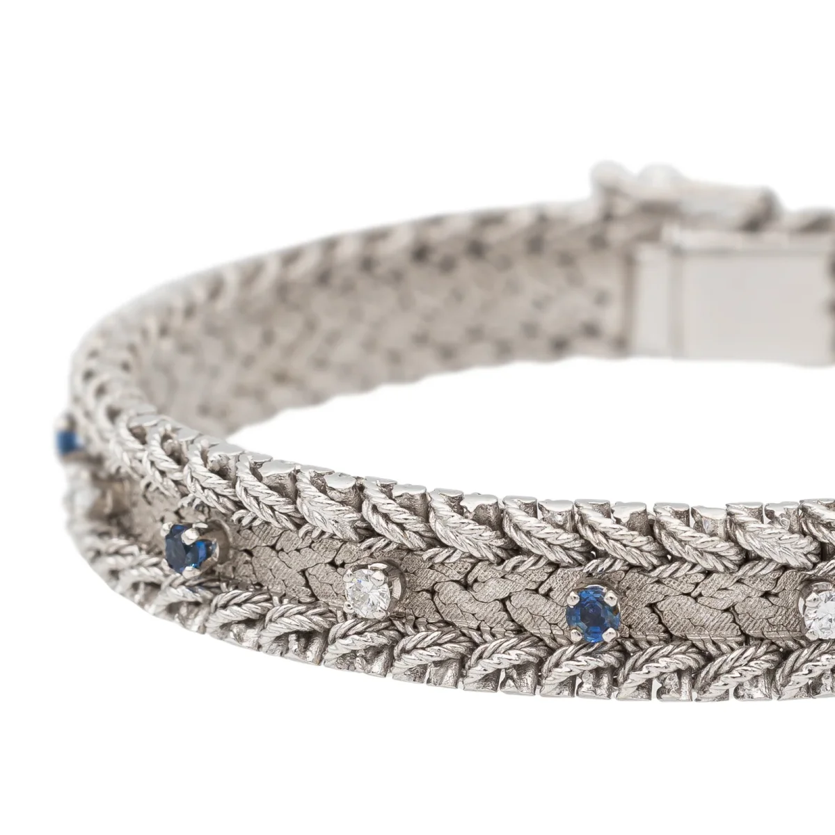 Bracelet Manchette Or blanc Diamant, Saphir – Image 6