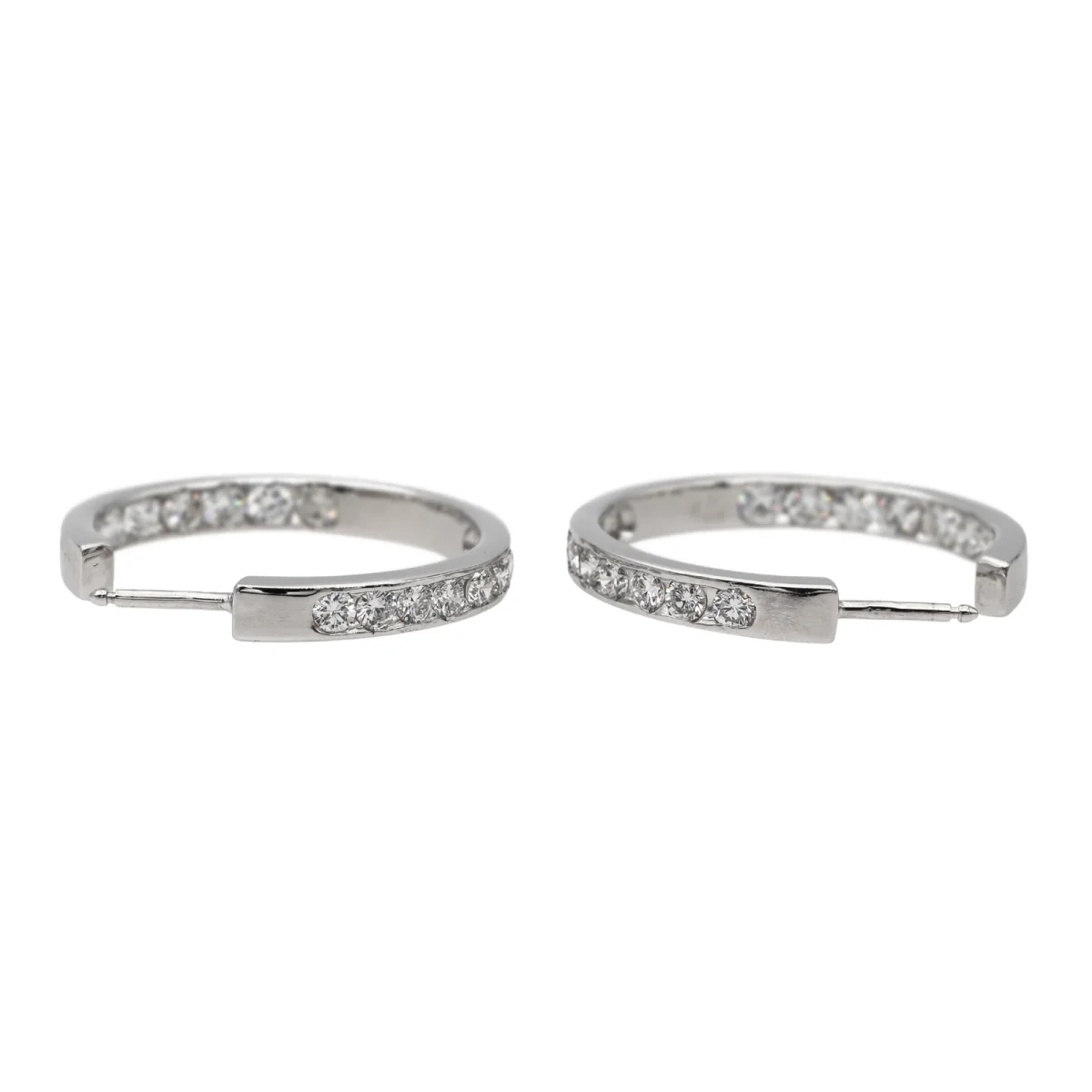 Boucles d'oreilles Créoles Or blanc Diamant – Image 4