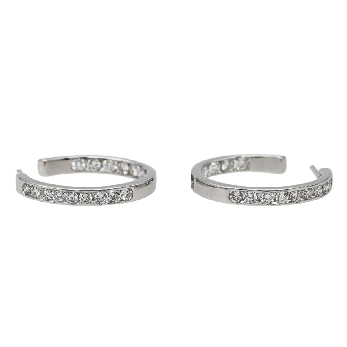 Boucles d'oreilles Créoles Or blanc Diamant – Image 5