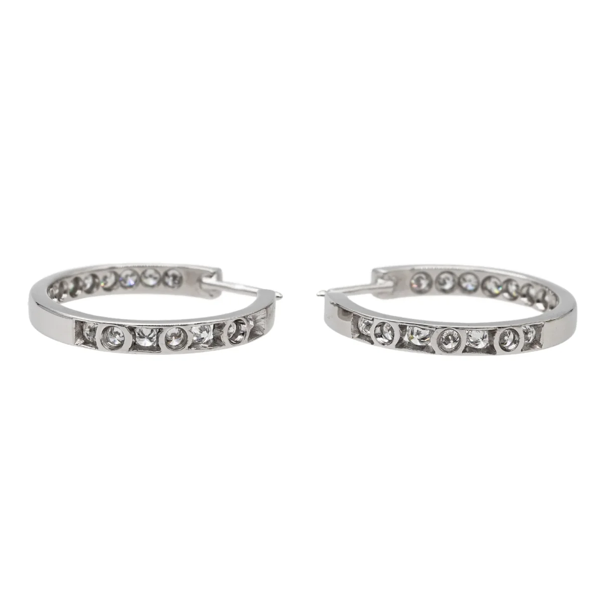 Boucles d'oreilles Créoles Or blanc Diamant – Image 7