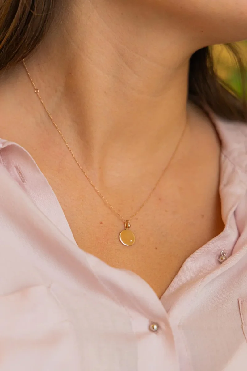 Ginette ny Collier Mini ever disc Or rose Diamant – Image 3