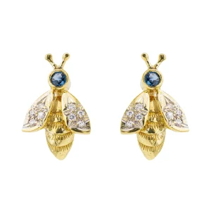 Boucles d'oreilles Abeille Or jaune Saphir, Diamant