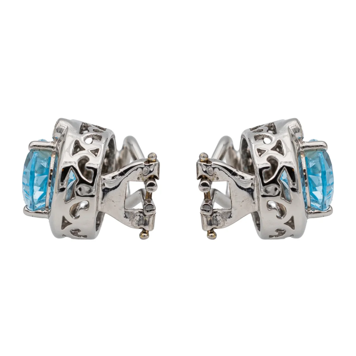 Boucles d'oreilles Clips Or blanc Topaze, Diamant – Image 6