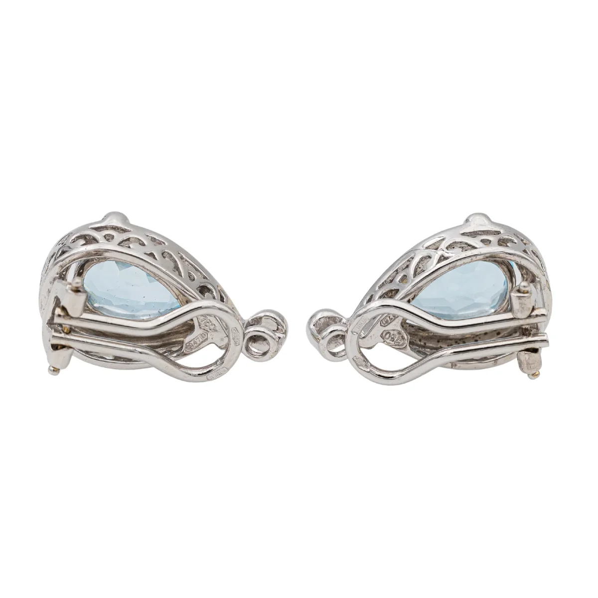 Boucles d'oreilles Clips Or blanc Topaze, Diamant – Image 7