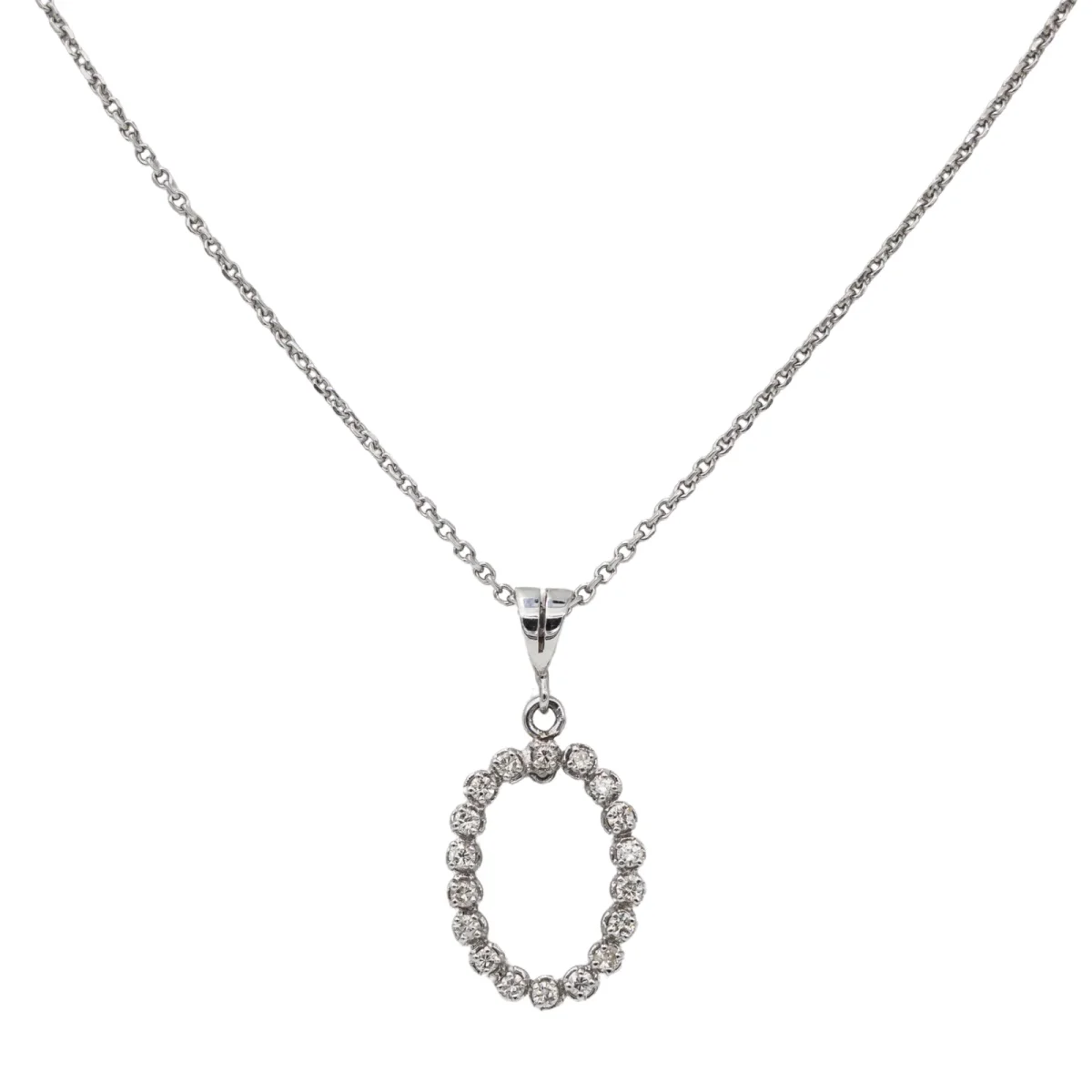 Collier Chaîne + pendentif Or blanc, Platine Diamant