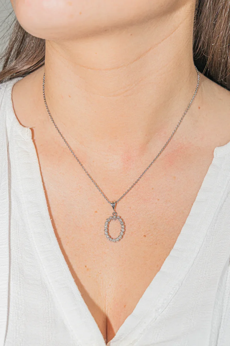 Collier Chaîne + pendentif Or blanc, Platine Diamant – Image 3