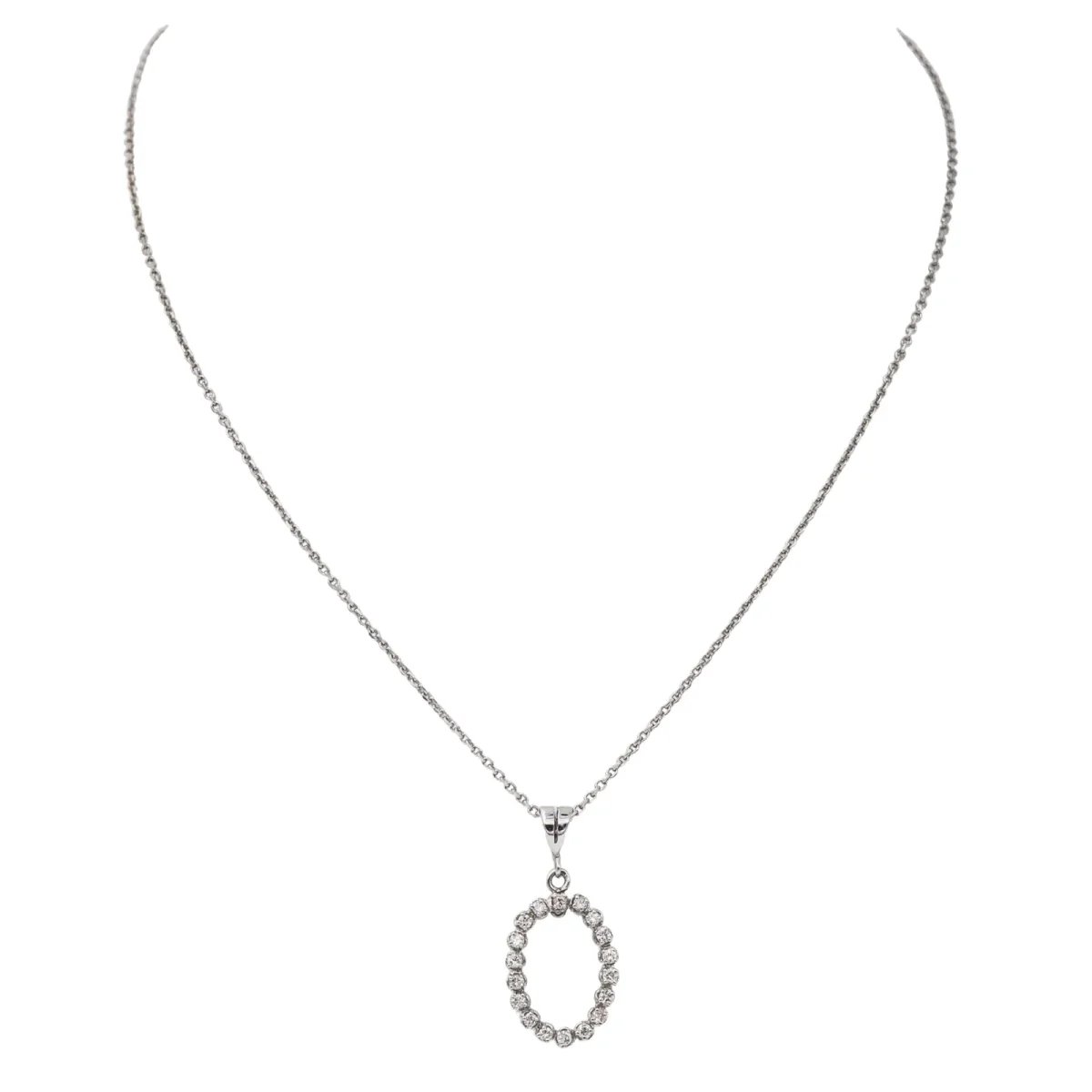 Collier Chaîne + pendentif Or blanc, Platine Diamant – Image 4