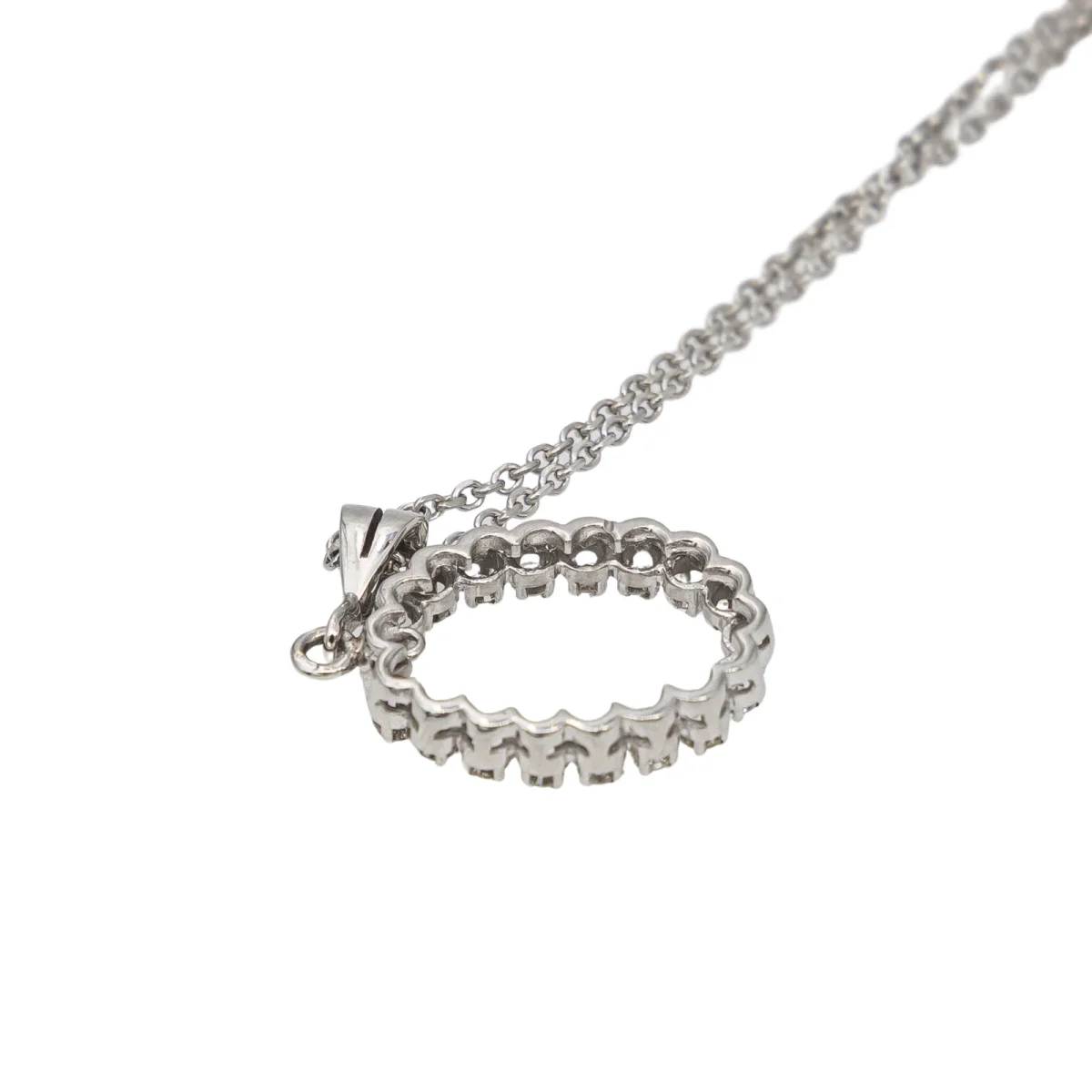 Collier Chaîne + pendentif Or blanc, Platine Diamant – Image 7