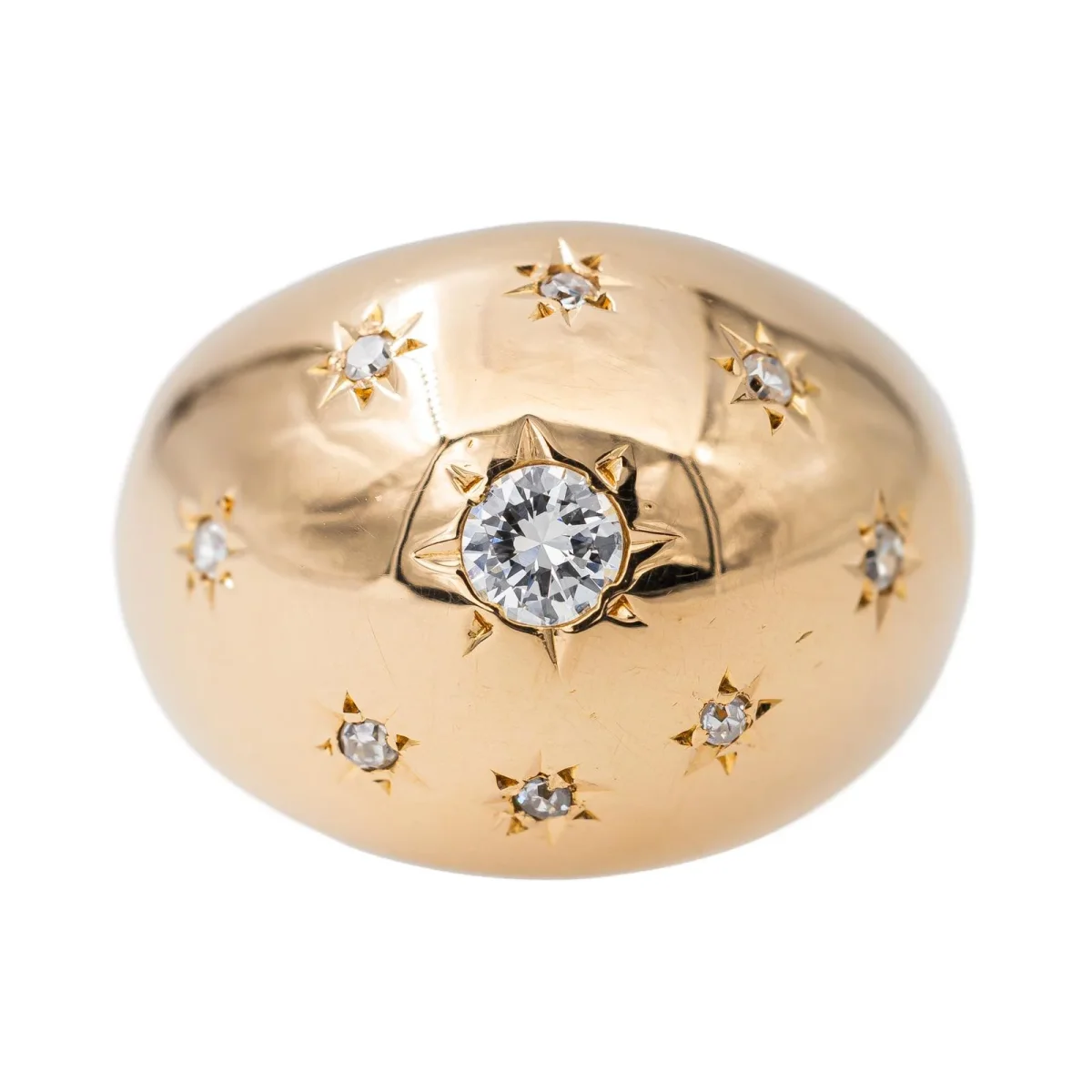 Bague Bombée Or rose Diamant – Image 2