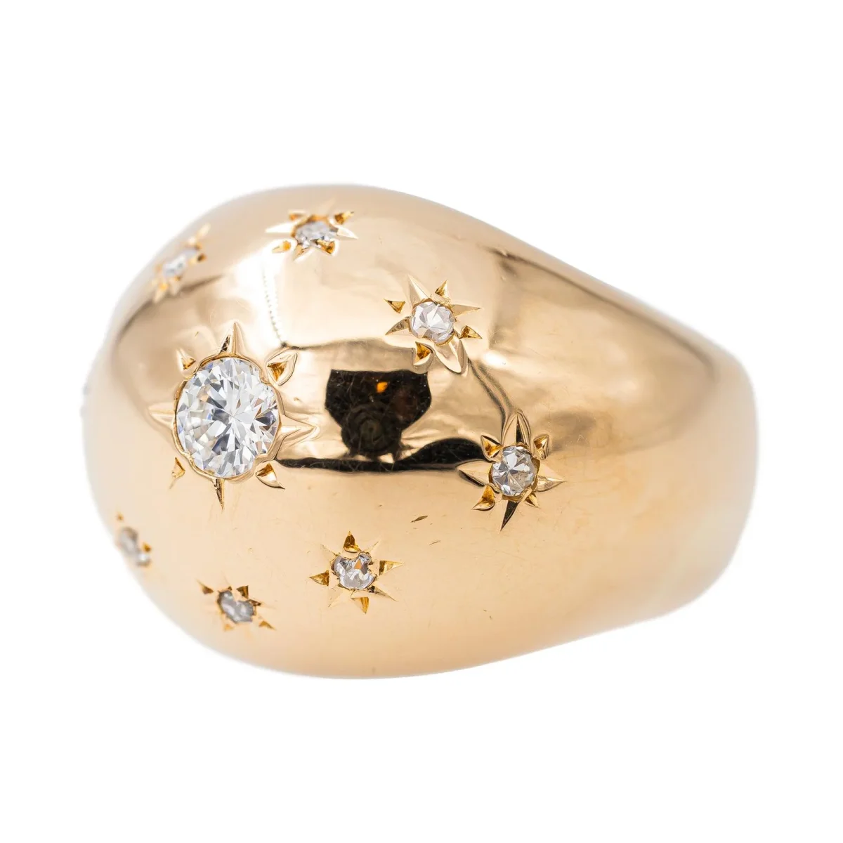 Bague Bombée Or rose Diamant – Image 4