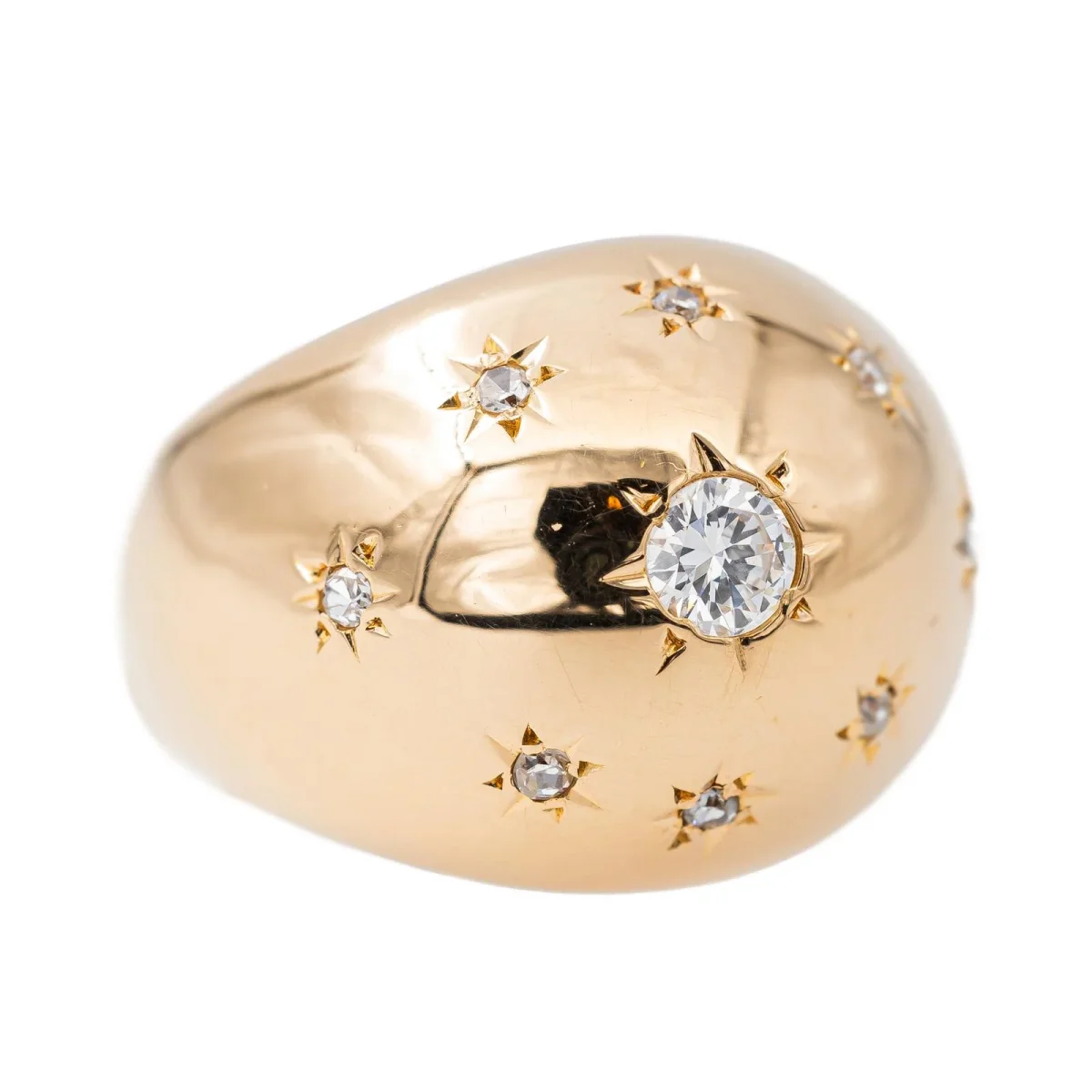 Bague Bombée Or rose Diamant – Image 8
