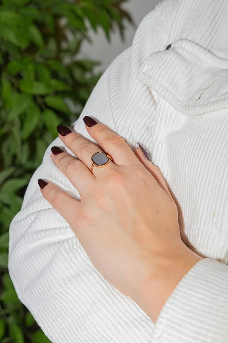 Ginette ny Bague White mop antique Or rose Nacre – Image 3