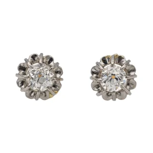 Boucles d'oreilles Puces Or jaune, Or blanc Diamant