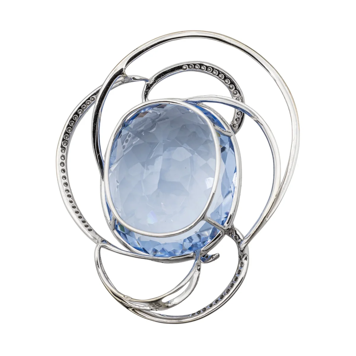 Pendentif Or blanc Aigue marine, Diamant – Image 5