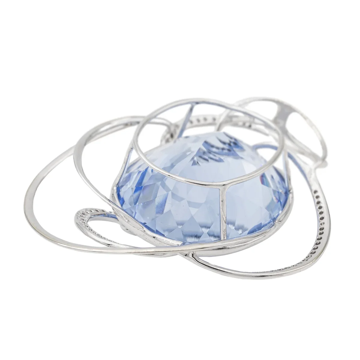 Pendentif Or blanc Aigue marine, Diamant – Image 7