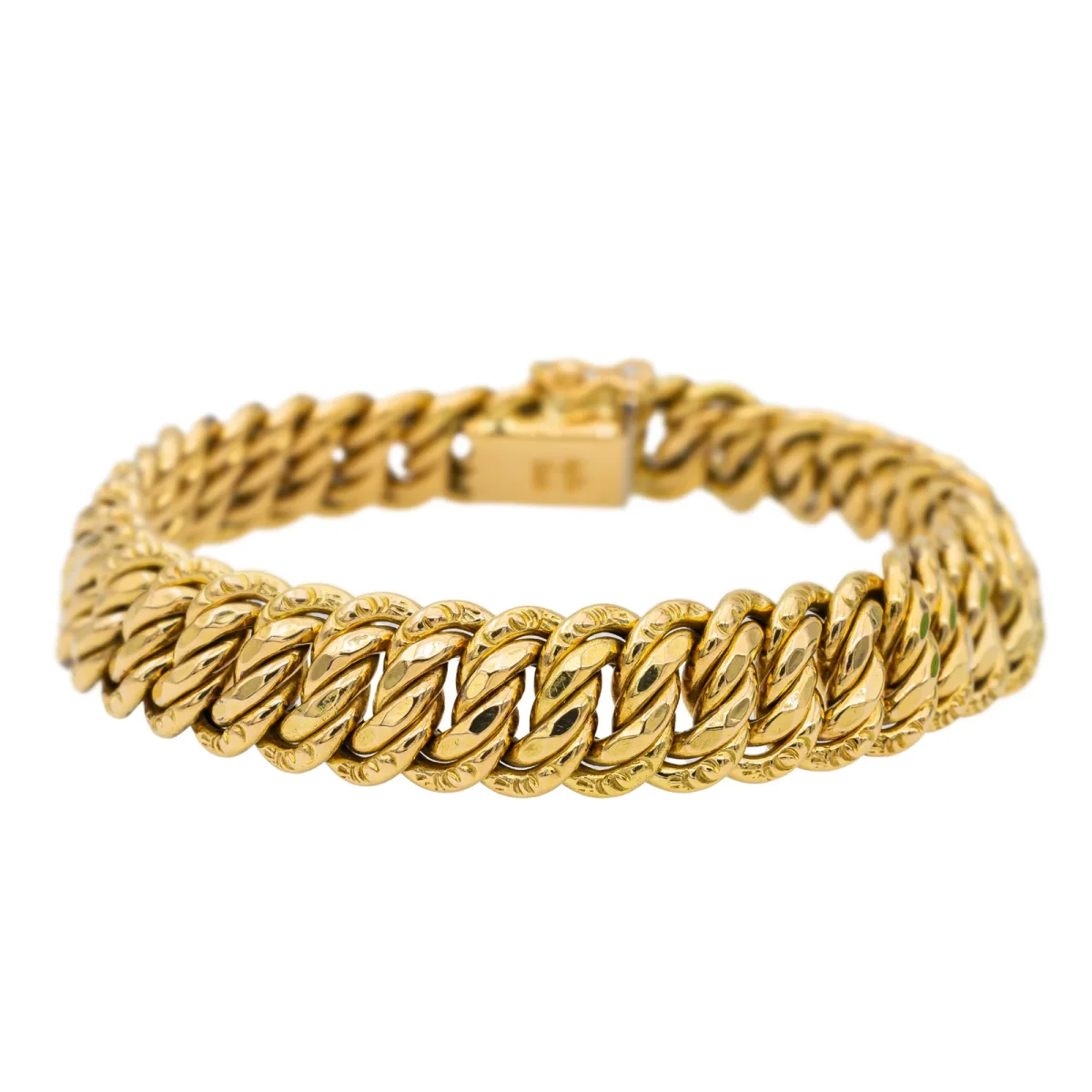 Bracelet Maille américaine Or jaune Saphir – Image 2