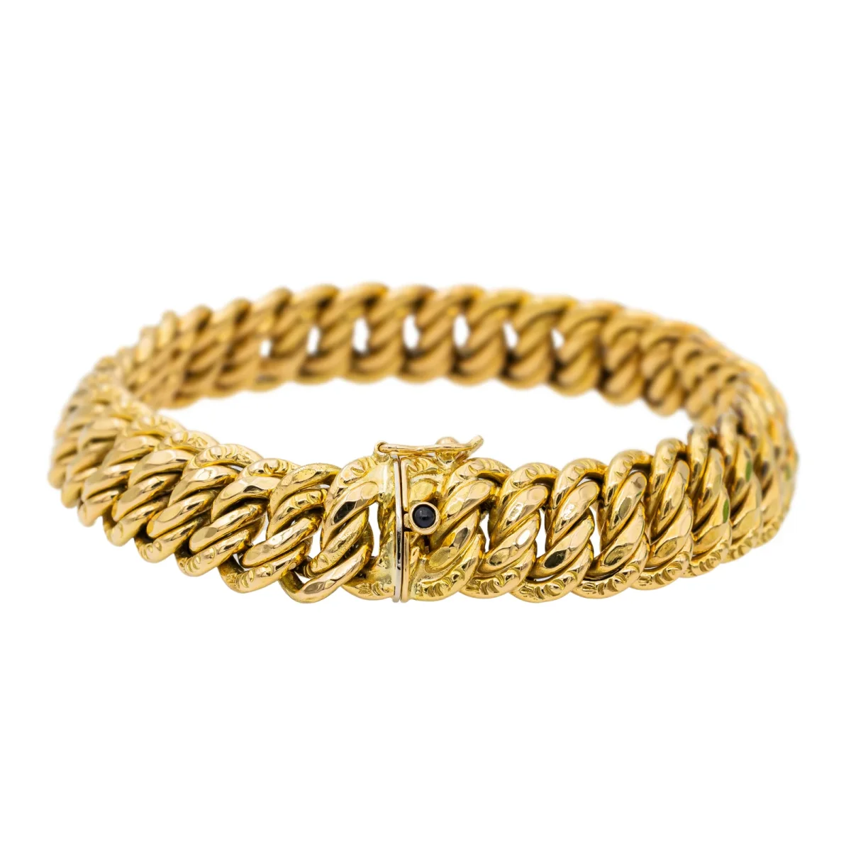 Bracelet Maille américaine Or jaune Saphir – Image 4