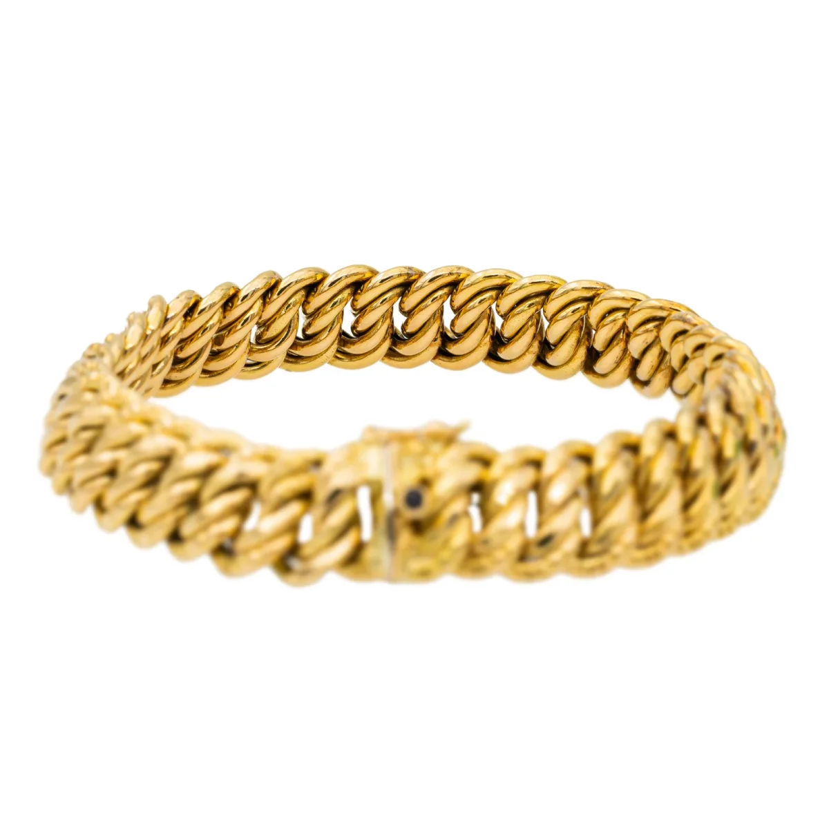 Bracelet Maille américaine Or jaune Saphir – Image 6