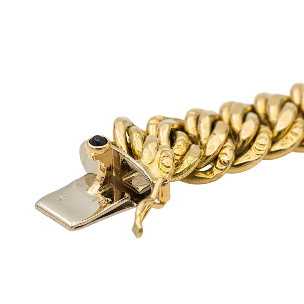Bracelet Maille américaine Or jaune Saphir – Image 7