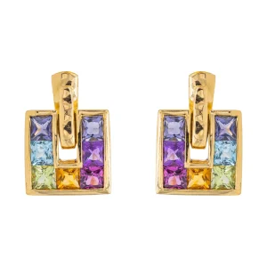 Guy laroche Boucles d'oreilles Puces  Or jaune Cordiérite, Améthyste, Grenat
