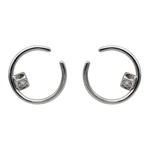 Dinh van Boucles d'oreilles Créoles Le cube diamant Or blanc Diamant