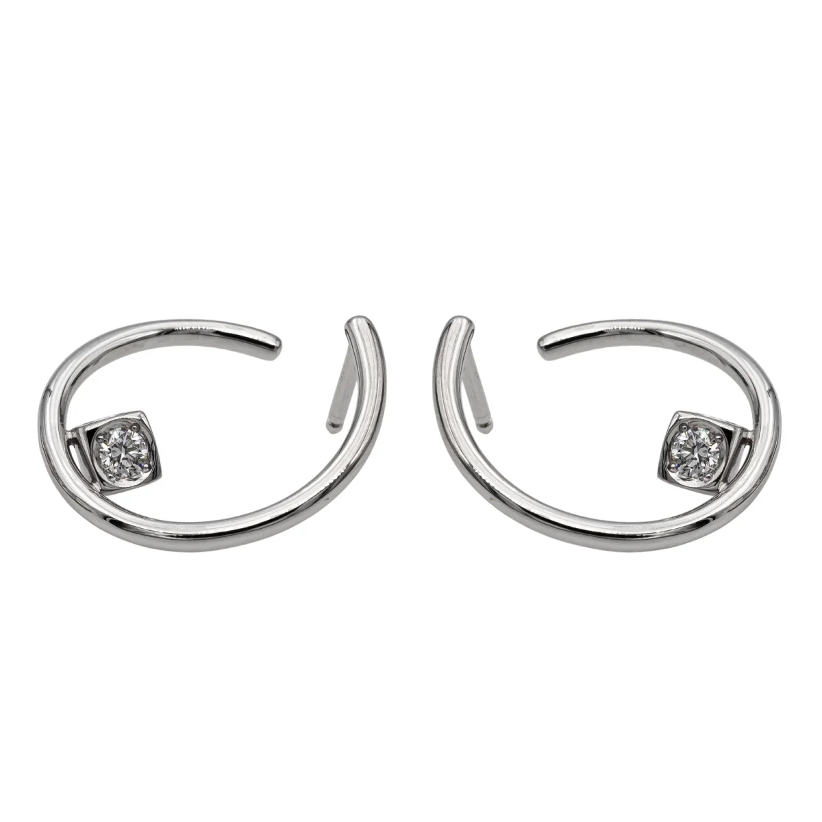 Dinh van Boucles d'oreilles Créoles Le cube diamant Or blanc Diamant – Image 4