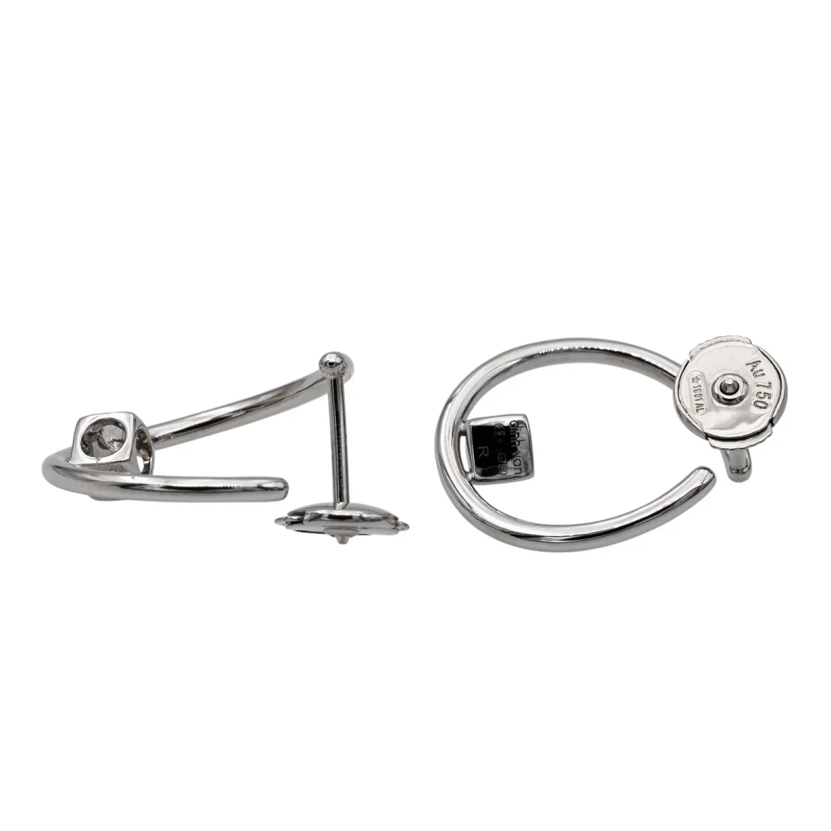 Dinh van Boucles d'oreilles Créoles Le cube diamant Or blanc Diamant – Image 7