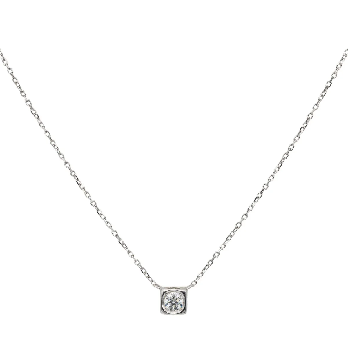 Dinh van Collier Le cube diamant Or blanc Diamant