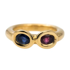 Chaumet Bague Toi et moi  Or jaune Saphir, Rubis